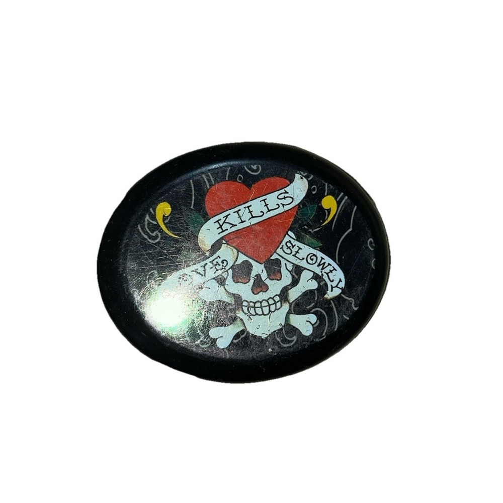 Vintage Ed Hardy Love Kills Slowly Dual Compact Mirror Tattoo Flash Art Skull